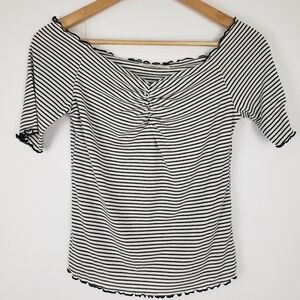 Caution To The Wind Striped Off The Shoulder Top